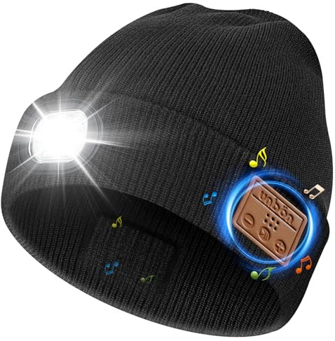 UNBON Geschenke für Männer, Männer Papa Geschenke Weihnachten Geburtstagsgeschenk Adventskalender Männergeschenke Gadgets, Bluetooth Mütze mit Licht, LED Mütze mit Kopfhörer