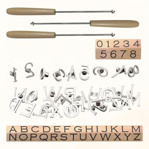 Mini Branding Irons Kit, 26 Letters and 10 Numbers Personalised Branding Irons with 3 Handles for Wood Leather Hats Felt Cowhide (Not for Food)