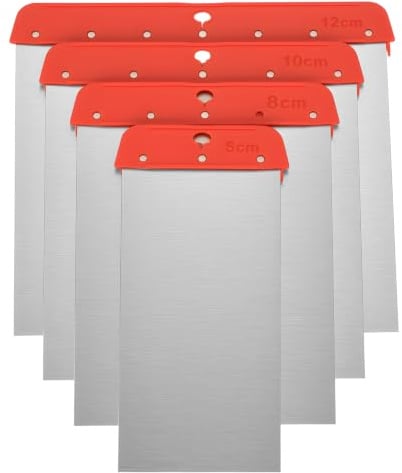 McBlast 4 Pièces Spatules Japonaises Inox 50-120mm | Pour Mastic, Carrosserie, Peinture, Papier Peint. Lot de 4 Largeurs, Prise en Main Facile, Durables.