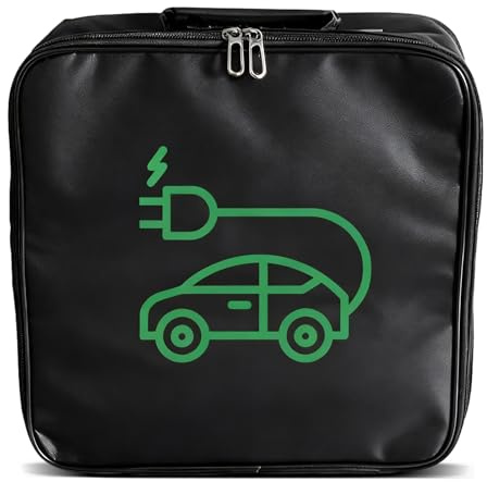 QingWing Ladekabel Tasche Elektroauto, wasserdichte Tasche Ladekabel Auto | Aufbewahrungstasche für Autoladegeräte, Kabeltasche Elektroauto, für Typ 1 & Typ 2 Kabel (Schwarz)