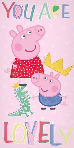BERONAGE Peppa Pig Badetuch You Are Lovely – 70x140 cm aus 100% Baumwolle Kinder Strandtuch – Weiches Handtuch mit Peppa Wutz und George für Strand Pool Schwimmbad Mädchen Fanartikel Geschenkidee