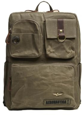 Aeronautica Militare Zaino porta pc in canvas di cotone 261BO1181UCT04315, borsa, borsone