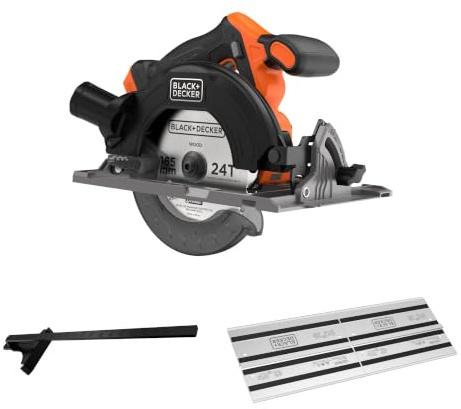 BLACK+DECKER Scie circulaire sans fil brushless, outil seul sans batterie, avec lame de 165 mm, rail de guidage et guide parallèle, BLCCS78NAZ-XJ