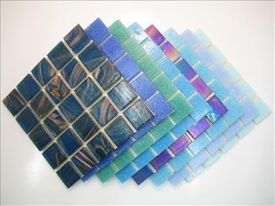 Mosaic Tile Mix. 2cm x 4mm Thick. Deluxe Blue Blend 200 Tile Mix