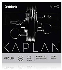 D'Addario Kaplan Vivo Violin Strings - Full Set - KV310 4/4L - Violin Strings - 4/4 Scale, Light Tension