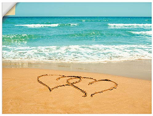 ARTland Wanddeko Wandtattoo selbstklebende Vinylfolie 80x60 cm Strand Meer Küste Herzen Urlaub Liebe Südsee T5OB