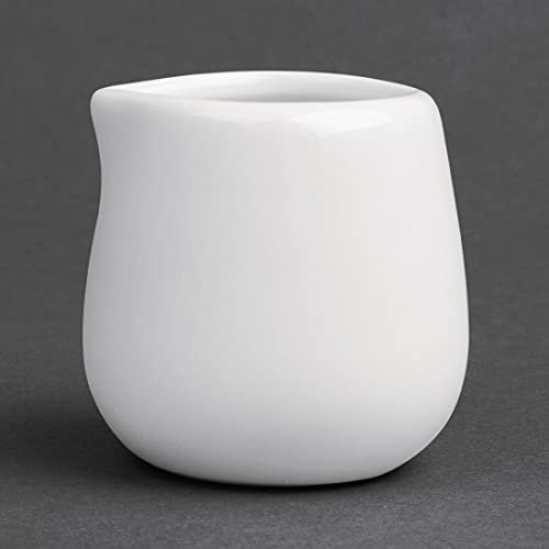 Olympia Whiteware Kleine Servierkannen 43 ml/1.5 oz (12er Pack), Weißes Porzellan - Henkellose Kanne Ideal für Milch, Sahne, Soßen, Bratensoße - Spülmaschinen-/Mikrowellenfest, Café Restaurant Hausgebrauch, C203