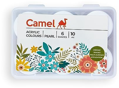 Camel Camlin Kokuyo Fabrica Acrylic Pearl Color - 10ml Each, 6 Shades