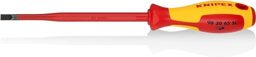 KNIPEX Schraubendreher (Slim) für Schlitzschrauben isolierender Mehrkomponenten-Griff, VDE-geprüft brüniert 262 mm, 98 20 65 SL