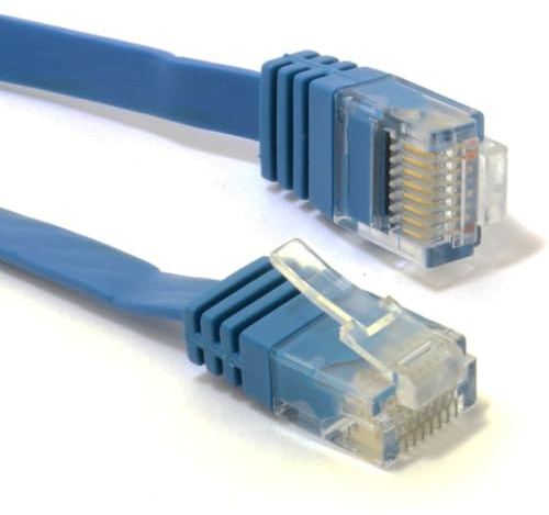 kenable Flat Cat6 Ethernet Cable Low Profile Gigabit Network Patch Lead Pure Copper RJ45 0.3m Blue