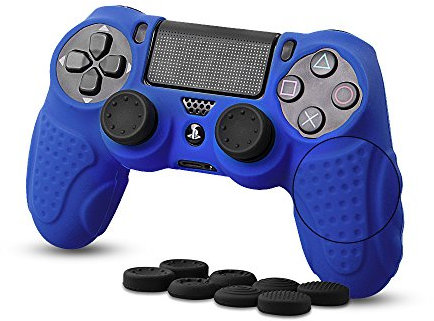 CHIN FAI for PS4 Controller Skin Case Cover with 8 Thumb Grips, Anti-slip Silicone Skin Grip Protector Cover Case For Sony PS4/ SLIM/PRO Controller (Blue)