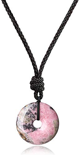 COAI Geschenkideen Unisex Glückskette Kreisring Anhänger aus Rhodonit Halskette