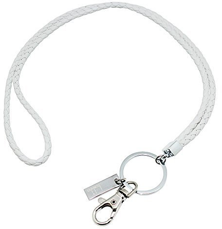 Boshiho PU Leder-Schlüsselband, mit starkem Clip und Schlüsselanhänger für Schlüssel, Ausweiskartenhalter, USB-Stick oder Handy 40,6 cm weiß