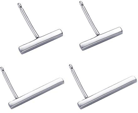 SLUYNZ 925 Sterling Silber Bar Ohrstecker Set für Frauen Damen Zwei Paar Quadratische Flache Bar Ohrstecker