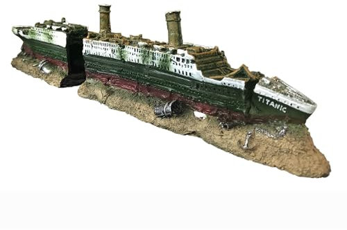 SLOCME Titanic Schiffswrack Aquarium Dekoration - Versunkenes Schiff Ornament aus Harzmaterial, Umweltfreundlich