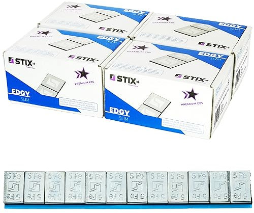 Stix - Pesi adesivi per cerchioni in alluminio, 12 x 5 g, 60 g, con bordo a strappo, zincati, 400 pezzi, 24 kg