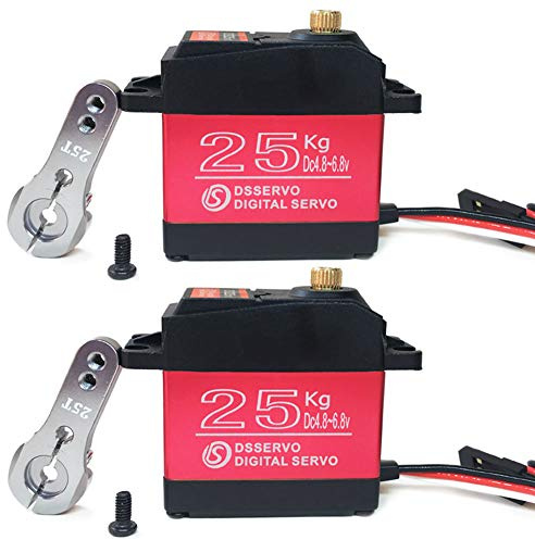 ANNIMOS Pack of 2 Digital Servo 25KG Full Metal Gear High Torque Waterproof for RC Car Crawler Robot