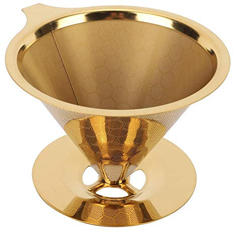 Alinory Kaffeefilter, Gold Wabenförmiger Edelstahl Wiederverwendbarer Kaffee-Filter zum Übergießen