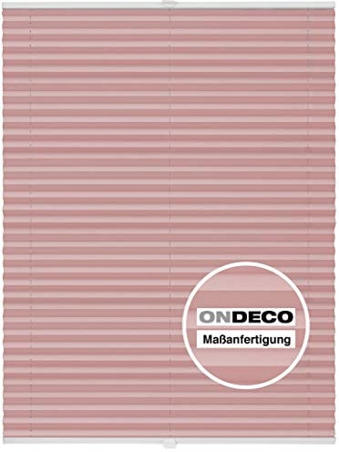 ondeco Plissee Klemmfix auf Maß für alle Fenster innen, ohne Bohren, Montage Klemmträger Sonnenschutz Sichtschutz Rollo Blickdicht Rosa B: 101-110 cm, H: 40-100 cm