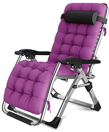 CGF-Liegen Liegestuhl Sun Lounger, tragbare Klapplounge Outdoor Camping Lounge Strandgarten Patio Recliner Liegestuhl mit lila Hautfreundliche Wattepad Kapazität 150 kg