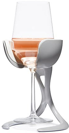 VoChill Enfriador de copas de vino con tallo | Mantén el frío sin renunciar a tu copa | Nuevo accesorio de vino | Cuna de enfriamiento separable y recongelable | Enfría activamente los vasos | Piedra,