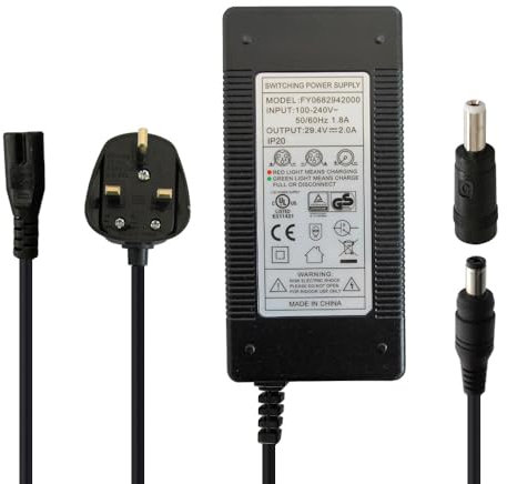 aunstarwei 29.4V 2A Charger Power Supply Adapter for 24V 29.4V 7S Lithium Battery Pack with DC 5.5x2.1mm Plug