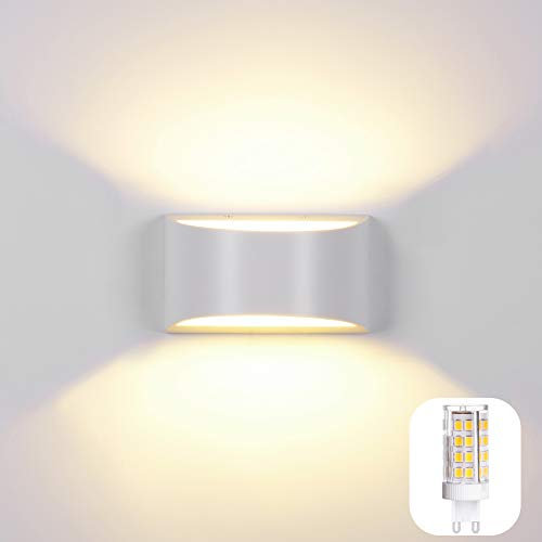 Audor Wandleuchte Innen 7W LED Wandlampe Innen Mit Einer Ersetzbaren G9 LED Birne, Modern Up Down Innenleuchte Aluminium Wandbeleuchtung für Wohnzimmer Schlafzimmer Flur Treppen Warmweiß