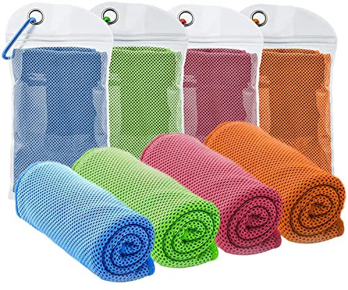 SZELAM Kühlendes Handtuch,EIS-Handtuch,4 Packungen weiches, atmungsaktives,kühles Handtuch,Mikrofaser-Handtuch für Yoga, Fitnessstudio,Training,Sport,Fitness,Laufen,Camping,Wandern(40 x 12)