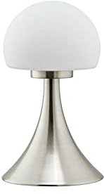 KHG | Tischlampe in Silber mit Lampenschirm aus Glas | Leuchmittel: LED | Maße: 26cm x 15,0cm Ø | Funktion: LED-Tischleuchte 1-flammig | Nachttischlampe