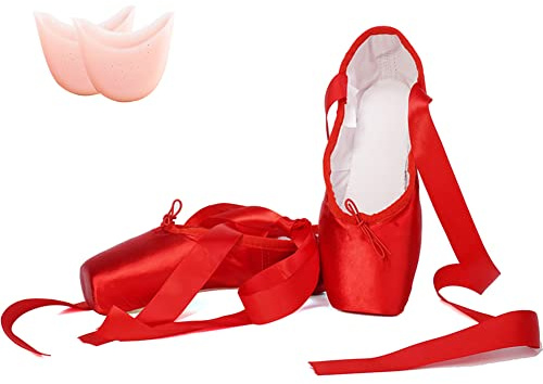 VCIXXVCE Spitzenschuhe Satin Canvas Professionell Ballet Pointe Shoes mit Bändern für Damen Mädchen,Modell-TJ-Pointe Ballet