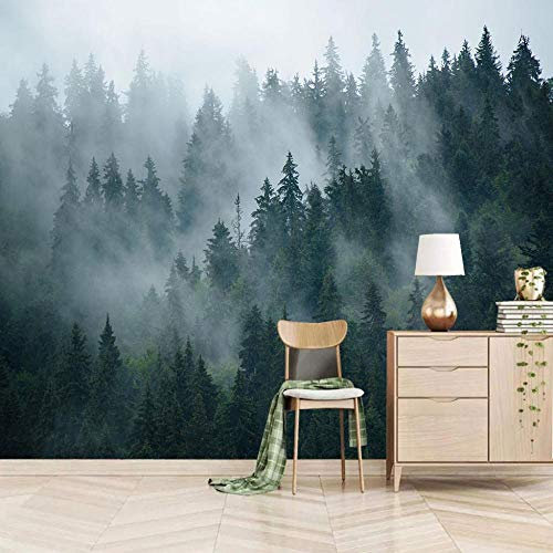 Papier Peint 3D 200x150cm Forêt Brumeuse Papier Peint Panoramique Intissé Chambre Salon Décoration Chambre Garcon Murale Stickers Muraux xxl Poster
