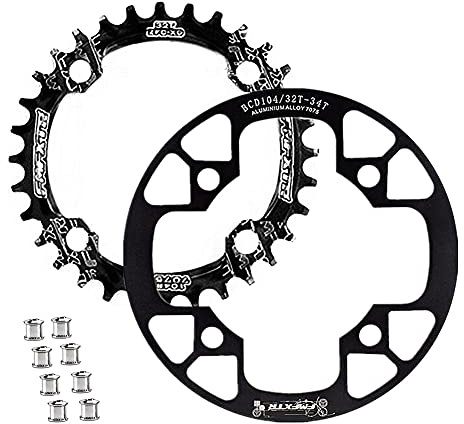 WASAGA Plato Bicicleta, 104BCD Protector & 8pcs Tornillos de Plato Bicicleta para MTB CNC Cirkset 32T 34T 36T 38T 40T 42T Plockes