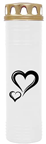 HS Candle Grabkerze Grablicht mit Motiv (Herz Groß) - ca 170h / 7 Tage Brenndauer je Kerze (26cm, Ø 7cm) - viele Verschiedene Designs