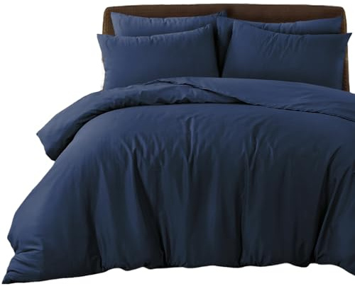 Bronwen Mathews Super King Duvet Set Navy - Soft Microfibre superking Bed Quilt Cover with 2 Pillowcase,Easy Care Wrinkle Free SuperKing Bedding Set of 3 Pcs (Navy, Super King)