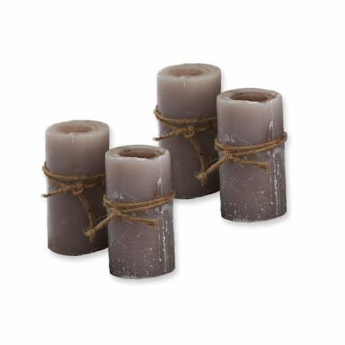 Loberon Kerze 4er Set Braga, Taupe | durchgefärbte Kerzen, Adventskerzen, Adventskranz, Weihnachten, Weihnachtsdeko, Paraffinwachs, H/Ø ca. 13/7 cm