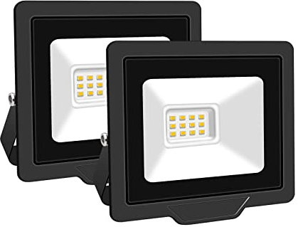 SKYWORLD 2 Pcs Projecteur LED Extérieur 10W 1000LM 3000K Blanc Chaud Spot LED Eclairage IP66 Étanche Projecteur Extérieur Eclairage de Sécurité Floodlight pour Jardin, Patio, Garage, Entrée