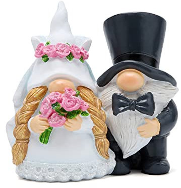 Hodao Valentines Day Gnome Decorations Handmade Couple Scandinavian Gnomes Ornaments Wedding Celebration Gnomes Figurines Decor Sweet Anniversary Day Home Table Decorations Gifts