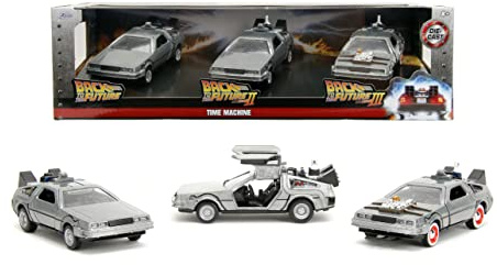 Jada Back to The Future Time Machine 1.65 Nano 3-Pack Die-Cast Cars, Toys for Kids and Adults