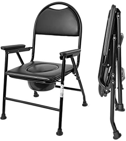 Aqkgtj Klappbarer Toilettenstuhl Nachtstuhl Für Senioren, Klostuhl Mit Gepolstertem Sitz Und Rückenlehne, Tragbare WC-Stuhl Mit Eimer, Anti-Kippen