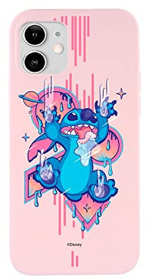 Official Stitch Babas Liquid Silicone Pink Case for iPhone 12-12 Pro to Protect Your Mobile. Choose the Case Type You Like Best with Official Disney License
