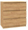 VBChome Kommode mit 3 Schubladen Eiche 80 x 39 x 81 cm Grifflose Schubladenkommode Holz Mehrzweckschrank Mehrzweckschrank für Flur Schlafzimmer Wohnzimmer Kinderzimmer Einfache Montage