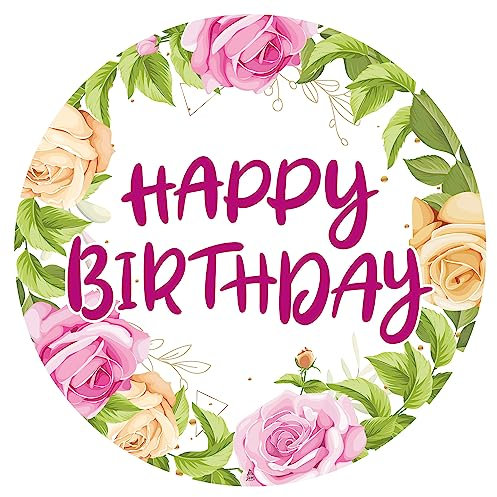 J&M DECO Tortenaufleger Happy Birthday – essbare Kuchendeko Ø 20 cm – bunte Tortendekoration für Geburtstagstorte – Zuckerpapier Tortenbild – gebrauchsfertig – Made in EU