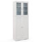 GiantexUK Tall Storage Cupboard, Kitchen Cabinet with Glass Doors, Shelves, Door Racks & Anti-Toppling Kit, Freestanding Buffet Sideboard for Home Dining Living Room Coffee Shop (White)