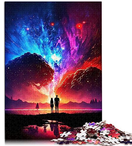 Puzzle für Erwachsene, Paar, Galaxie-Landschaft, 1000-teiliges Puzzle für Erwachsene und Kinder ab 12 Jahren, Papppuzzle für Heimdekoration, Größe: 26 x 38 cm