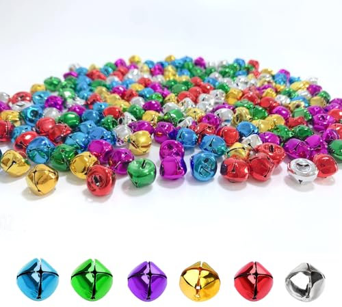 MOODKEY 100 Stück Glöckchen, bunte Metall-Bastelglocken für Weihnachten, Festival, Urlaub, Zuhause, Party, Hochzeit, Dekoration, Geschenke, DIY-Projekt (6 Farben, 2 cm)