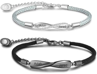 Jeweidea Partnerarmbänder Personalisiertes Namensarmband für Frauen/Männer/Paar bff armbänder für 3 Paar Armbänder mit Gravur Matching Bracelet