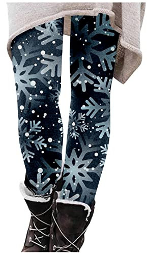 Damen Weihnachten Leggings Norweger High Waist Leggins Thermo Skinny Hose Push Up Stretch Tights Workout Yoga Sport Fitnesshose Laufhose mit Muster Weihnachten