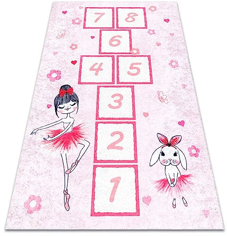 Kinderteppich JUNIOR 51828.802 Himmel und Hölle, Ballerina, für Kinder, Anti-Rutsch - rosa 140x190 cm