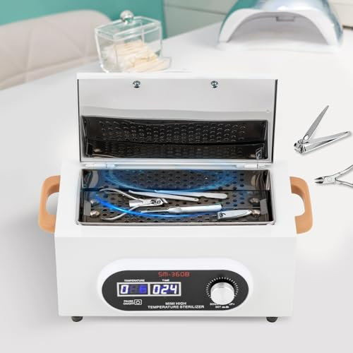 Heißluftsterilisator Desinfektion, 50-200°C Sterilisator Erhitzen Desinfektion 300W 2.2L Mini Hochtemperatur-sterilisator mit Temperaturanzeige und Timer für Schönheitssalon