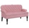 vidaXL Sitzbank, Bank Polsterbank mit Rückenlehne, Bettbank mit Holzbeinen, Flurbank Ottomane für Wohnzimmer Büro, Modern, Rosa Samt